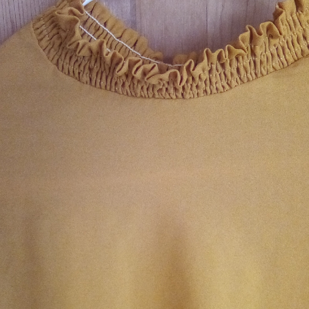 Women's Mustard Ruffle Neck Blouse